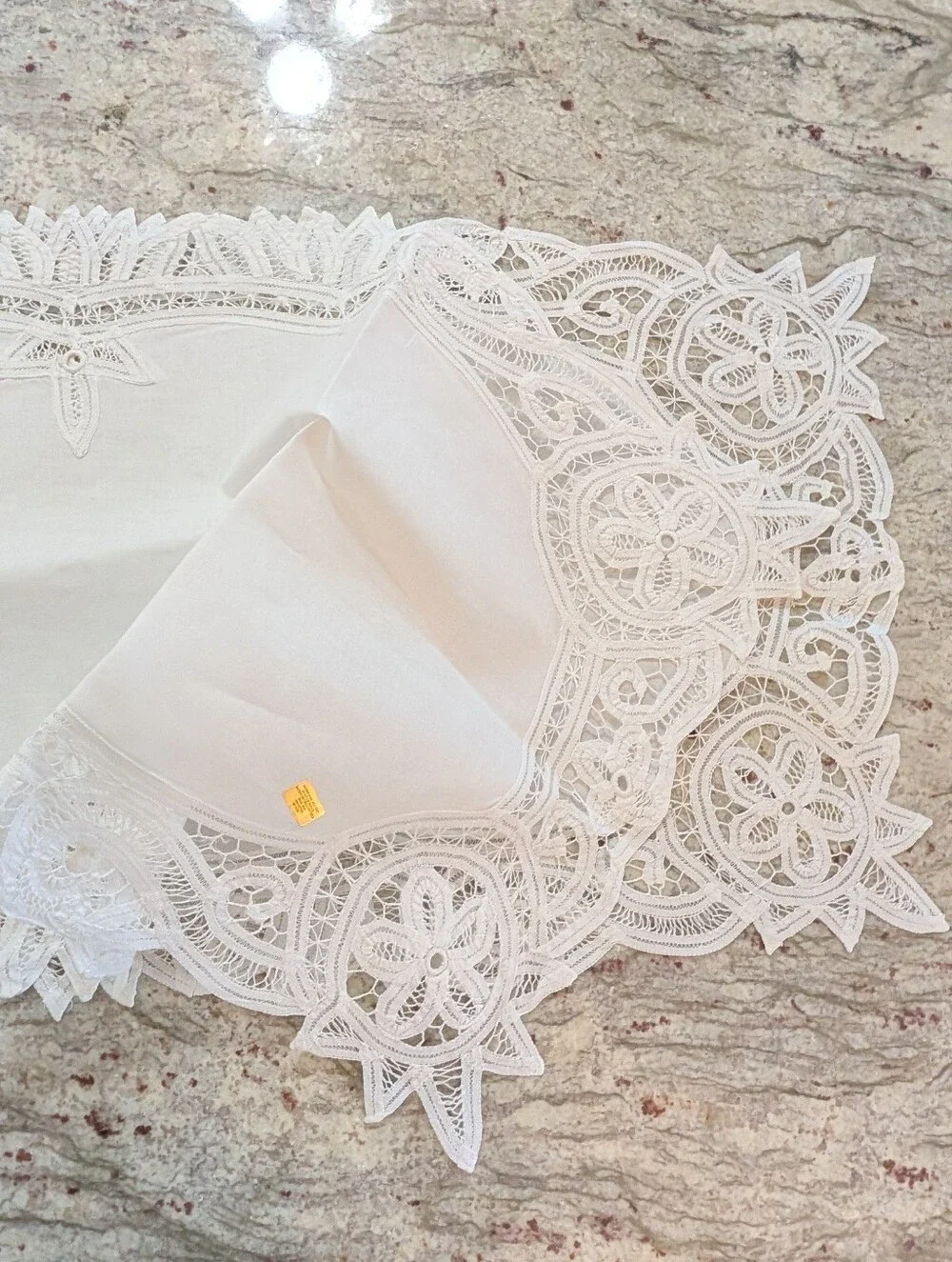 Battenberg Lace Table Runner By Tessile White 45